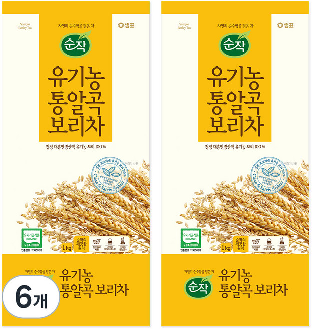 순작 유기농 통알곡 보리차, 1kg, 1개입, 6개
