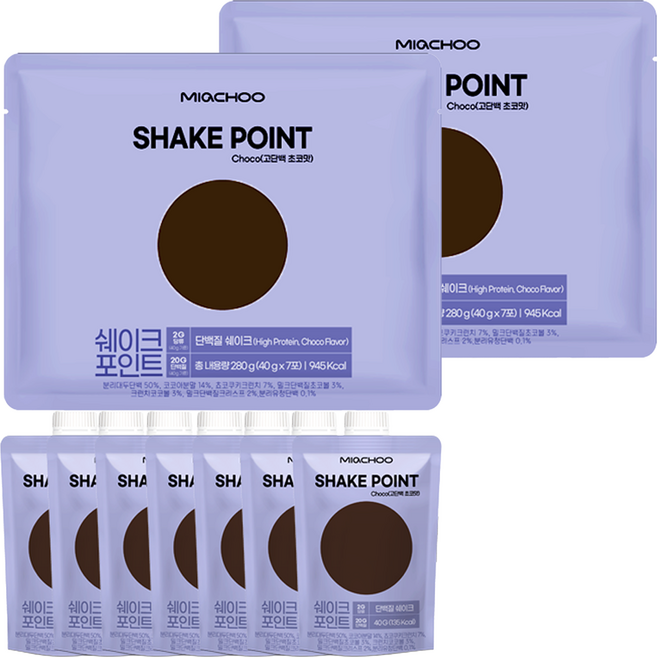 Miachu Shake Point 牛奶巧克力味蛋白粉 7入, 2個, 280g