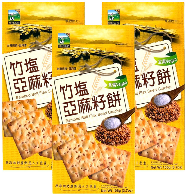 食材工坊 竹塩亞麻籽餅, 105g, 3盒