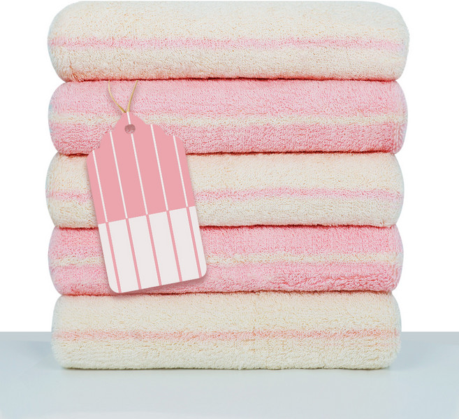 THE착한 선염 스트라이프 줄무늬 호텔 타월 200g 40수 면사, 에쉬핑크, 5개