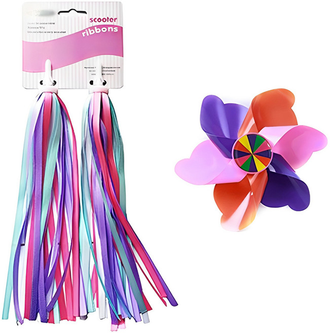 아동 킥보드 바람개비 스트리머 리본 액세서리 세트, Pink, 1세트