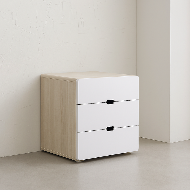 JD FURNITURE Romi II 抽屜櫃, 棕色+白色, 3層