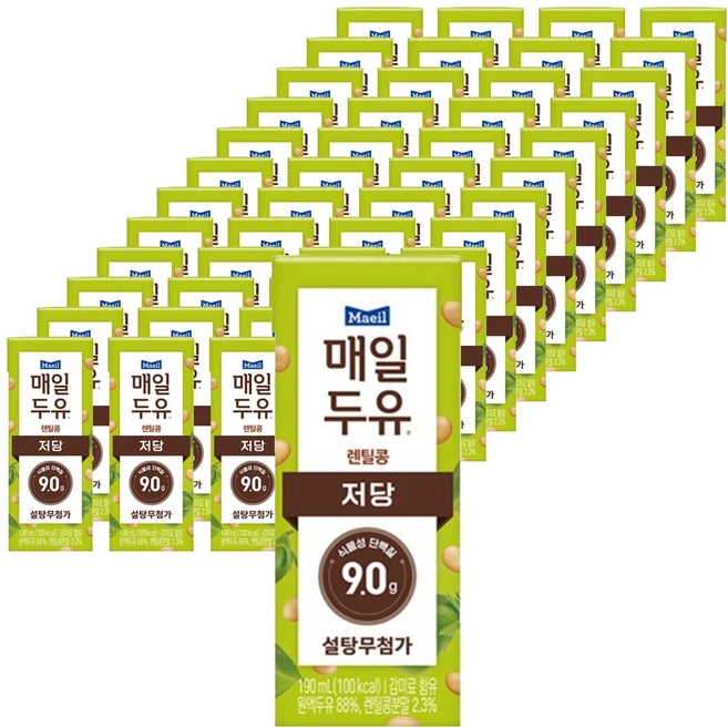 매일두유 렌틸콩 저당두유, 190ml, 48개 - 쿠팡