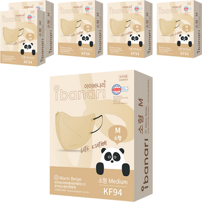 아이바나리 에어 황사 방역용 마스크 소형 M KF94, 10개입, 6개, 웜베이지