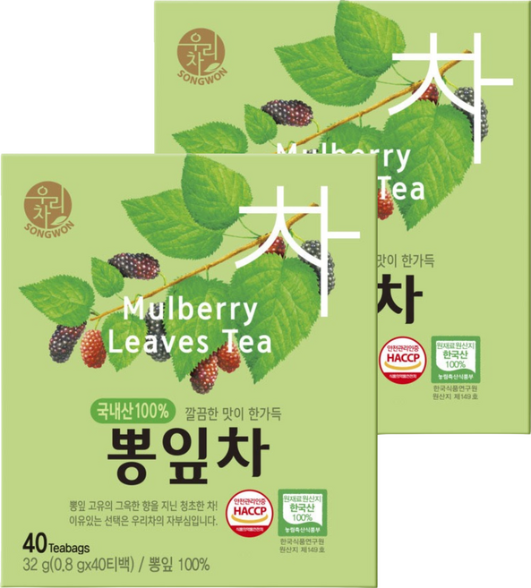우리차 뽕잎차, 800mg, 40개입, 2개