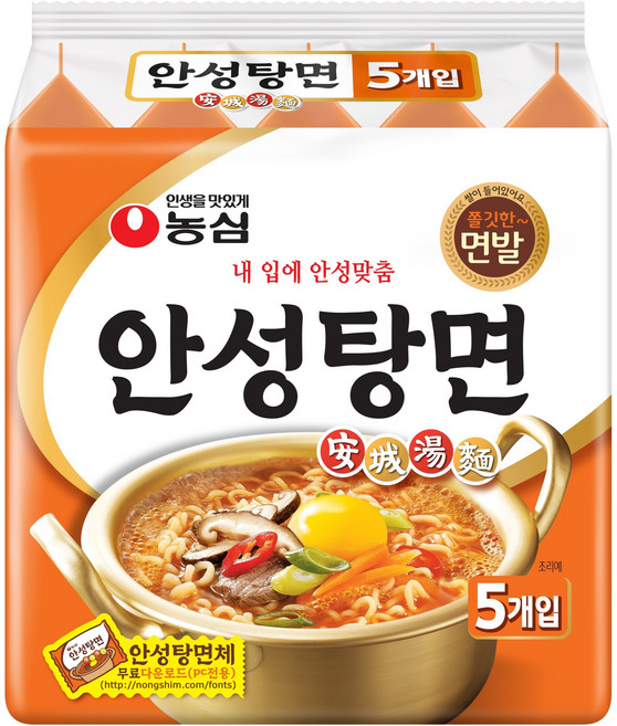 농심 안성탕면 125g, 5개
