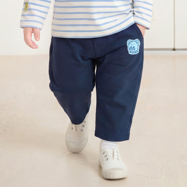 mollimelli LINE BEAR 鬆緊帶竹節長褲