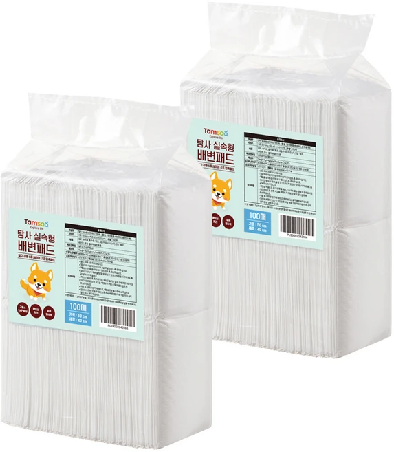 탐사 실속형 배변패드, 100개입, 2개 - 쿠팡