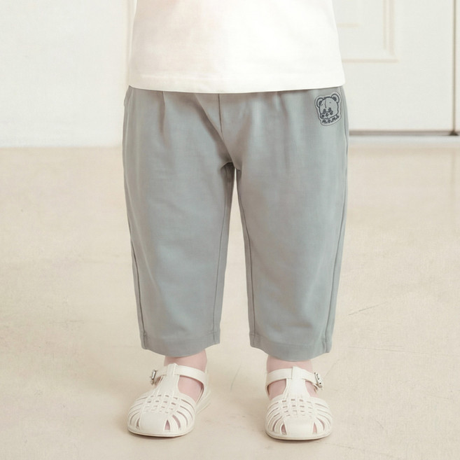 mollimelli LINE BEAR 鬆緊帶竹節長褲