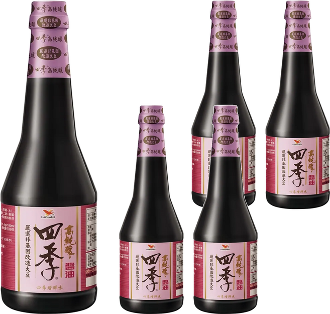 統一 四季 高純釀釀造醬油, 870ml, 5瓶