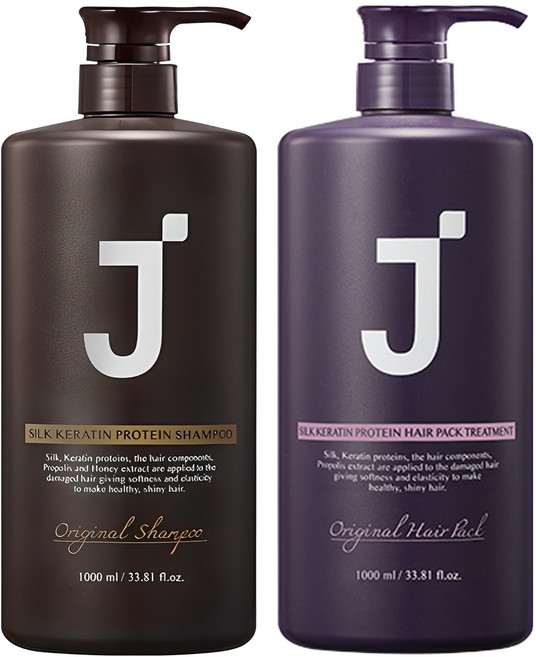 제이숲 실크 케라틴 단백질 샴푸 1L + 헤어팩 트리트먼트 1L, 1개