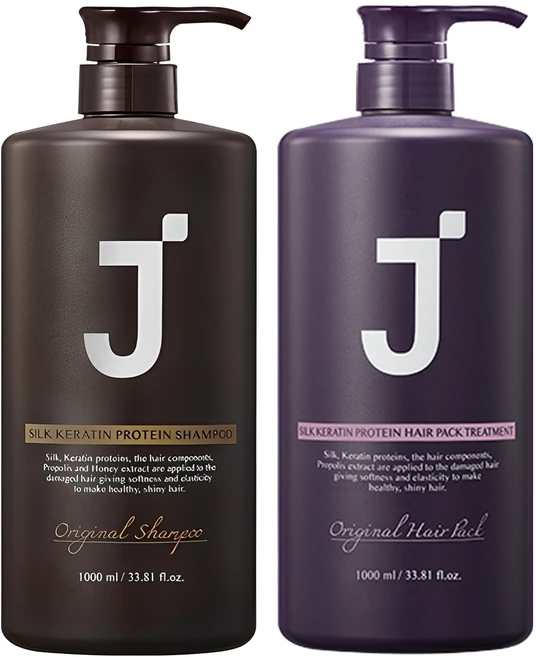 제이숲 실크 케라틴 단백질 샴푸 1L + 헤어팩 트리트먼트 1L, 1개 - 쿠팡