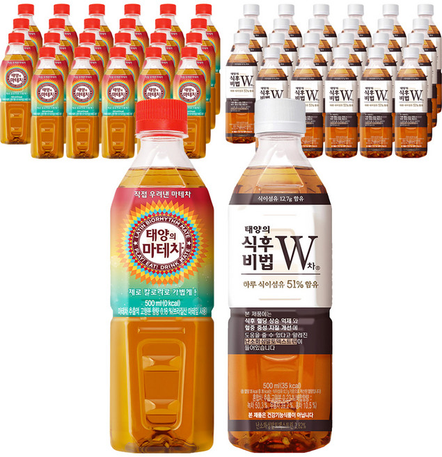 코카콜라 태양의마테차 24p + 태양의 식후비법 W차 24p, 500ml, 1세트