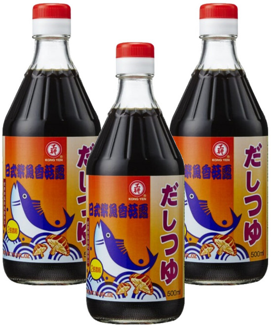 KONG YEN 工研 日式柴魚香菇露 醬油, 500ml, 3瓶