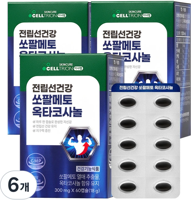 셀트리온 이너랩 전립선건강 쏘팔메토 옥타코사놀 18g, 6개, 60정 - 쿠팡