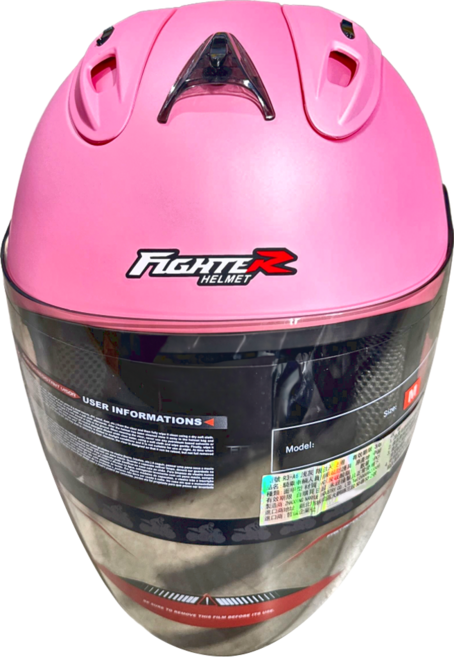 普通型露臉式機車防護頭盔 含一層護目鏡 R3-A6, 消光粉紅