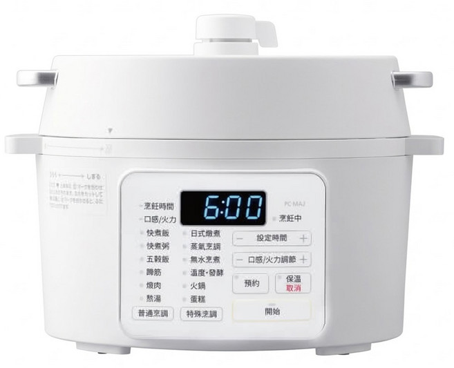 IRIS OHYAMA 愛麗思歐雅瑪 電子壓力鍋 2.2L, PC-MA-2W, 白色, 1個