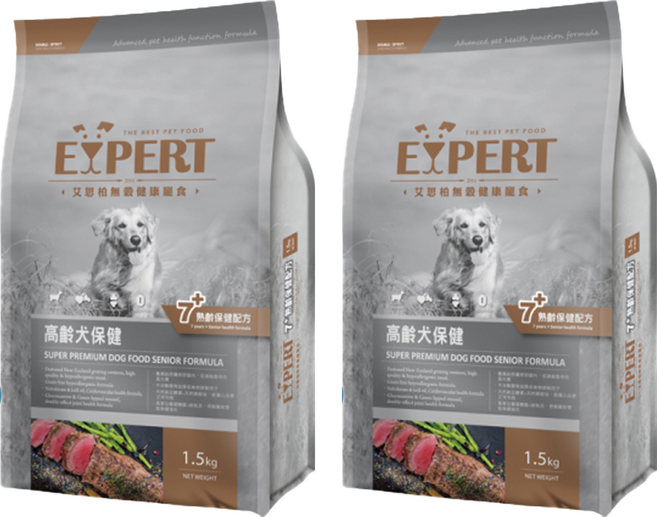 福壽實業 EXPERT 艾思柏 高齡犬保健 無穀犬食, 鹿肉, 1.5kg, 2袋