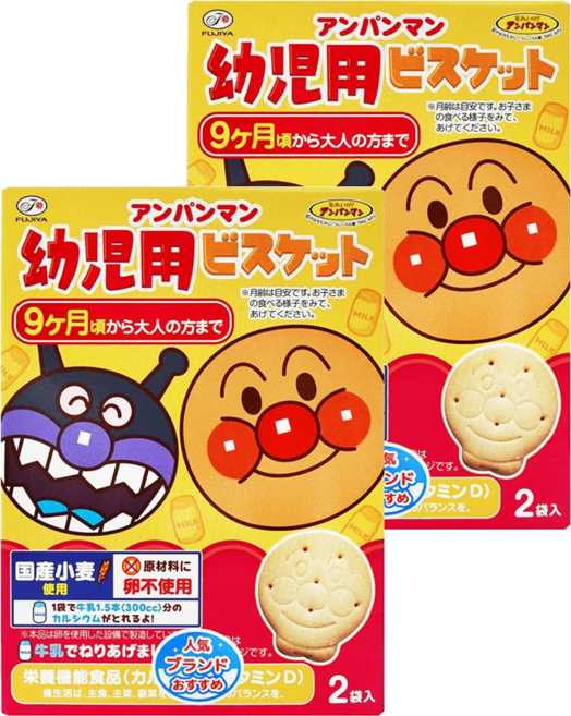 FUJIYA 不二家 麵包超人牛乳餅 9個月以上 2包, 牛奶, 84g, 2盒