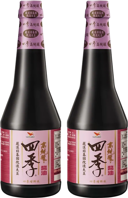 統一 四季 高純釀釀造醬油, 870ml, 2瓶