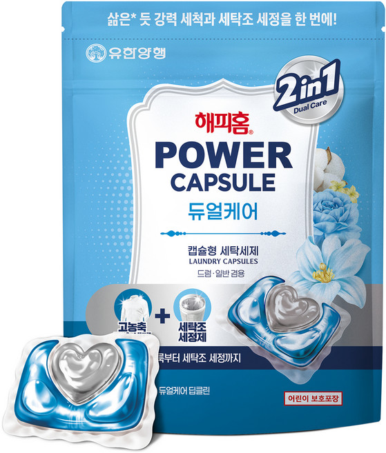 해피홈 듀얼케어 딥클린 파워캡슐 세제, 1개, 30개입
