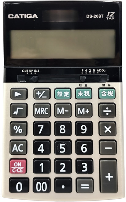 CATIGA 12位數中文稅率計算機 176 x 107 x 8mm, 黑色 + 灰色 + 銀色, 1台