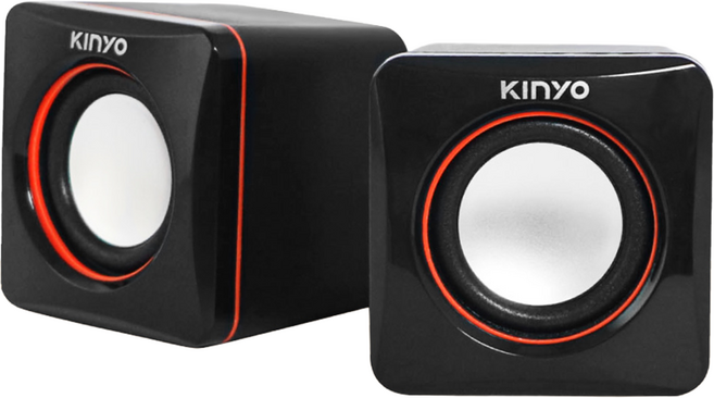 Kinyo USB 迷你筆電專用小喇叭 70 x 70 x 70mm 317g 2個, US-202, 黑色