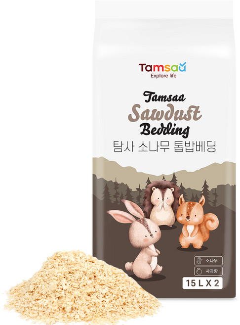 탐사 압축 톱밥 베딩 사과향, 15L, 2개
