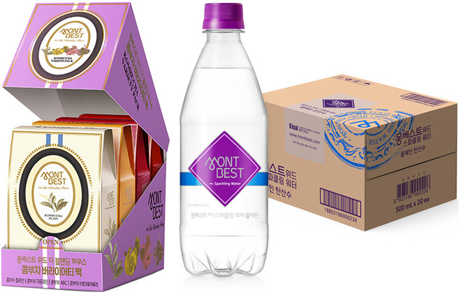 몽베스트 위드 스파클링 워터 플레인 20p + 위드 더 블랜딩 하우스 콤부차 버라이어티팩 5g 40p, 500ml, 1세트