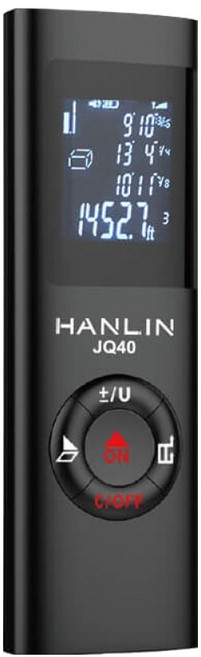 HANLIN 隨身迷你40米雷射測距儀 JQ40 IP54防水 LCD背光顯示 輕薄便攜, 1盒