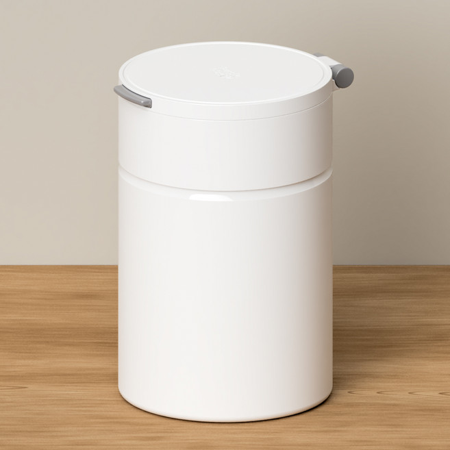 퍼플플라스틱 마그네틱 밀폐 원터치 음식물쓰레기통 3L, 화이트, 1개