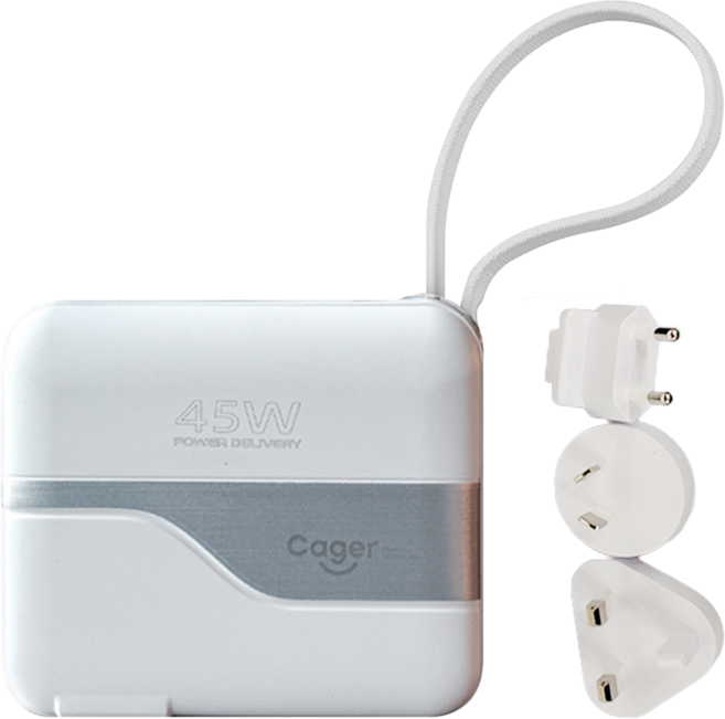 cager 卡格爾 3合1 45W PD快充行動電源 + 轉接頭 Type-C, PD151W, 白色