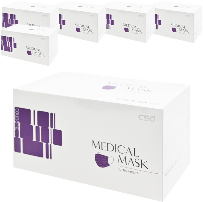 CSD 中衛 成人平面醫療口罩, 炫霓紫, 6盒, 50片