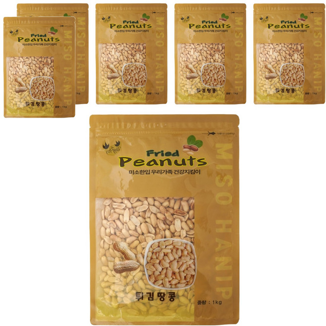 미소한입 튀김 땅콩, 1kg, 6개
