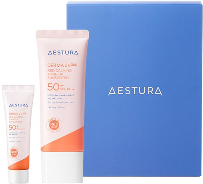 에스트라 더마UV365 레드진정 톤업 선크림 40ml + 10ml 세트 SPF50+ PA++++, 1세트