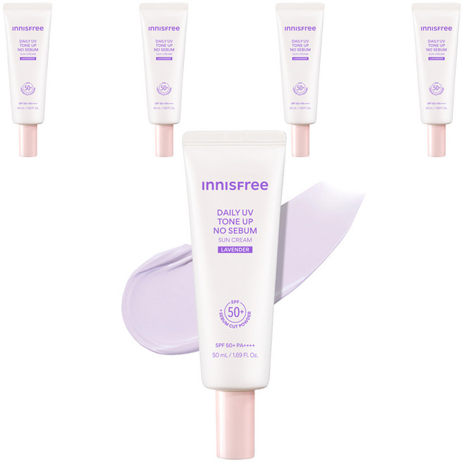 INNISFREE 每日UV提亮防曬霜 薰衣草 SPF50+ PA++++, 5個, 50ml