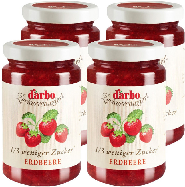 d'arbo 德寶 80%果肉減糖草莓果醬, 250g, 4罐