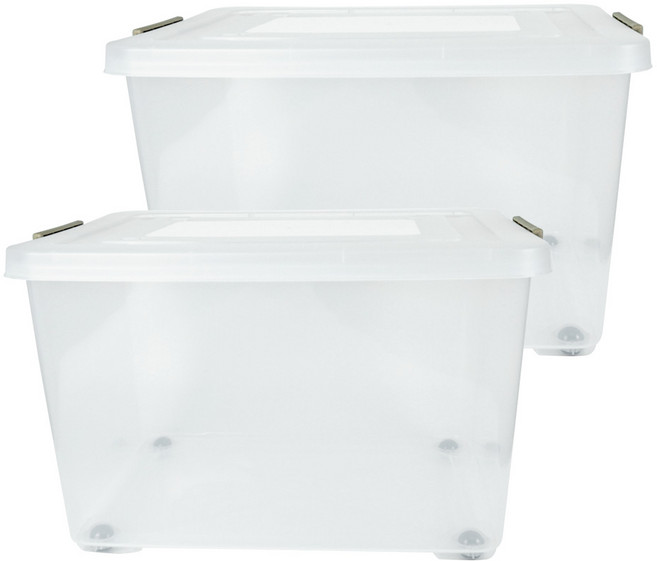 스페이스에디터 투명 베이직 특대형 리빙박스, 샌드베이지, 2개