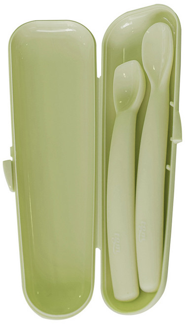 티지엠 실리콘 이유식스푼 초기+ 중기 + 케이스 세트, 올리브, 1세트