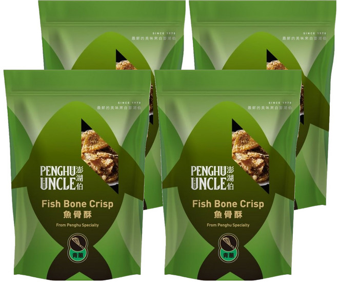 澎湖伯 魚骨酥 青蔥, 100g, 4包