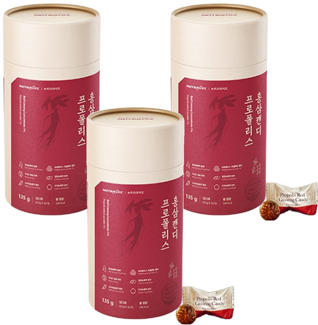 뉴트라라이프 프로폴리스 홍삼캔디, 135g, 3개