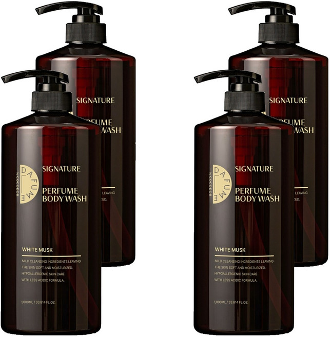다퓸 바이 코코도르 시그니처 퍼퓸 바디워시 화이트머스크, 1L, 4개