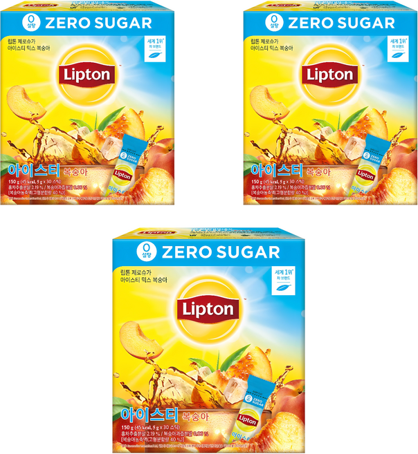 립톤 제로슈가 아이스티 믹스 복숭아, 5g, 30개입, 3개
