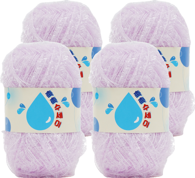 쎄비 촉촉 수세미 뜨개실, 파우더라벤더, 4개