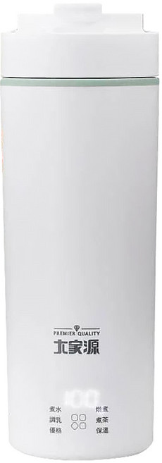 大家源 便攜式電熱水杯 23 x 8 x 8cm 530g 原廠保固, 白色, 500ml, 1個