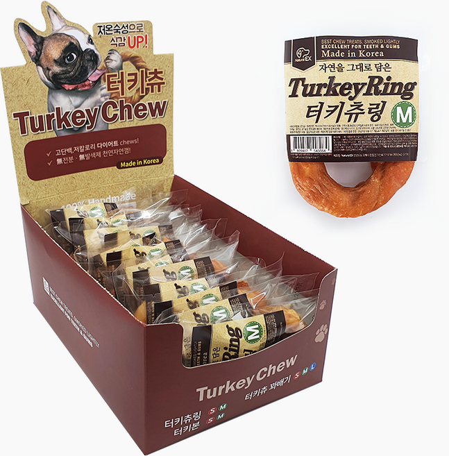 네츄럴이엑스 강아지 츄 링 간식 M, 터키, 20g, 15개