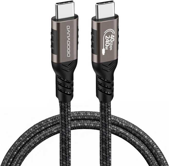 BARABOGO USB4 高速充電線 Type-C 8k PD 240W Thunderbolt 4 相容 40Gbps, 灰色, 150cm, 1個