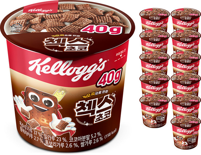첵스초코 오곡 컵 시리얼, 40g, 12개