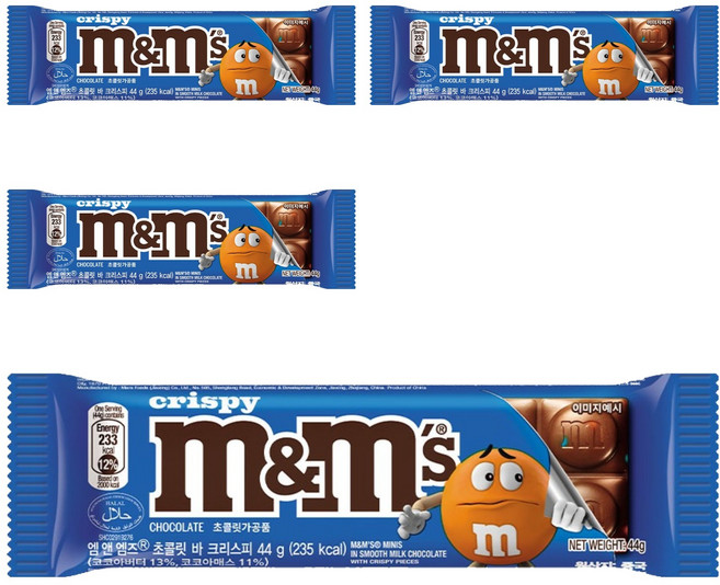 엠앤엠즈 초콜릿바 크리스피, 44g, 4개