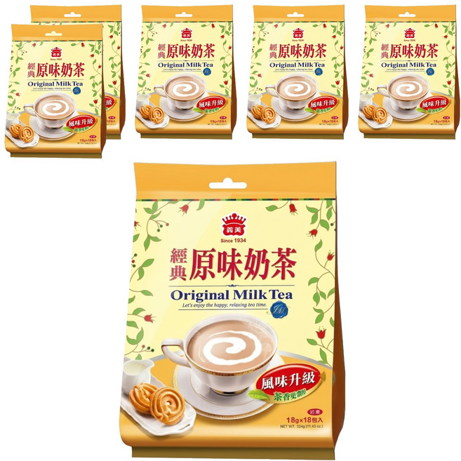 義美 經典原味奶茶, 18g, 18包, 6袋
